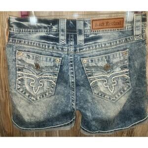 Rock Revival Jeans "Alivia" Easy Shorts Sz 27 Cuffed Denim western rodeo city